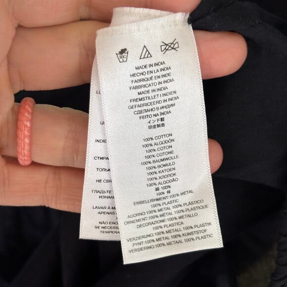 Michael Kors Top Womens Large Navy Embellished Popover Thin Boho Blouse READ - Picture 11 of 13